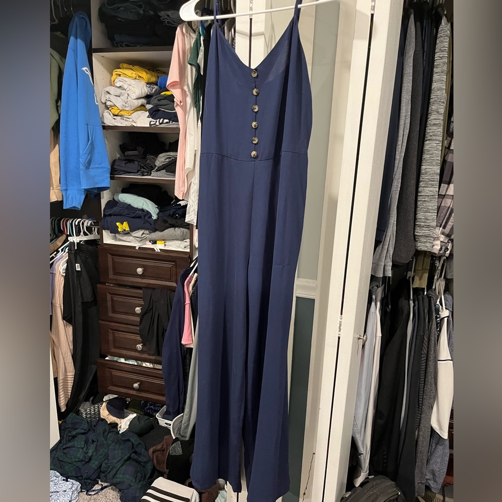 blue jumpsuit